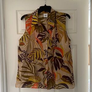 CAbi Tropical Print Sleeveless Blouse